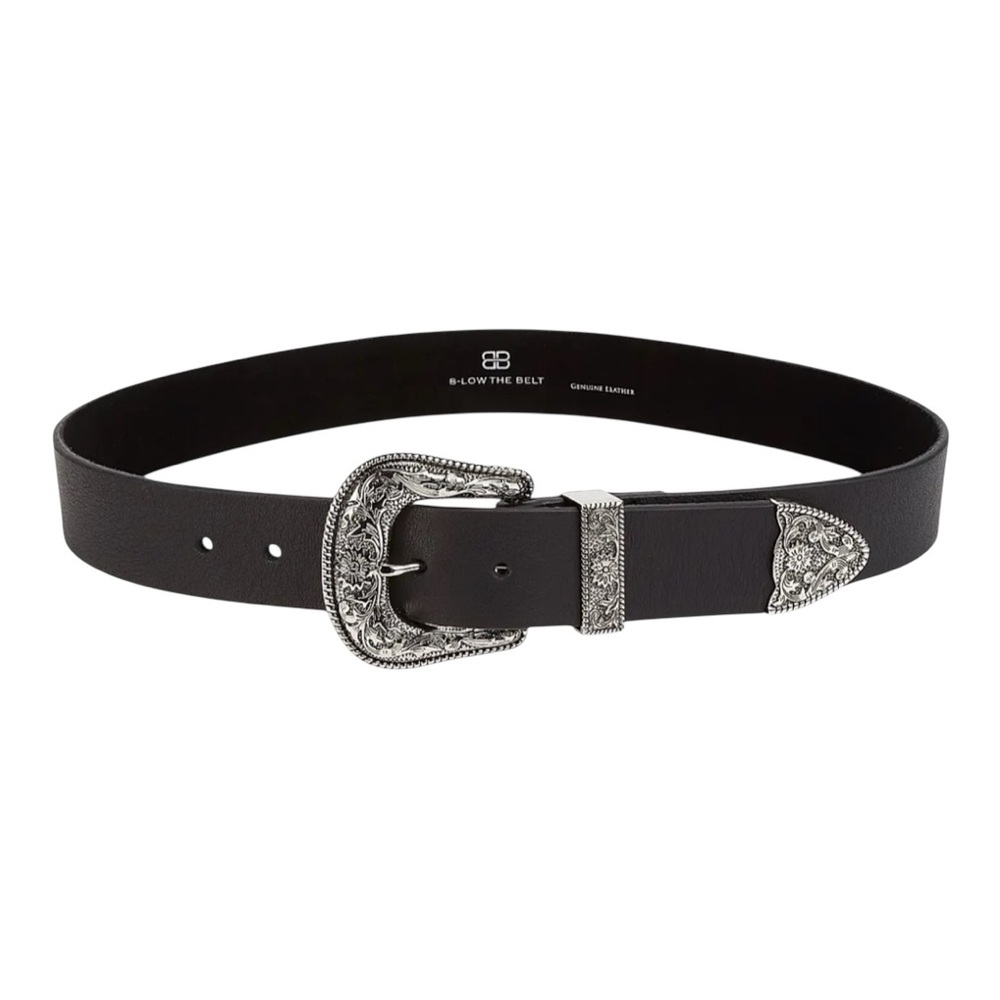 B-Low The Belt Frank Leather Single Buckle Belt Blk/Silver Size X-Small Like-New - Picture 4 of 6